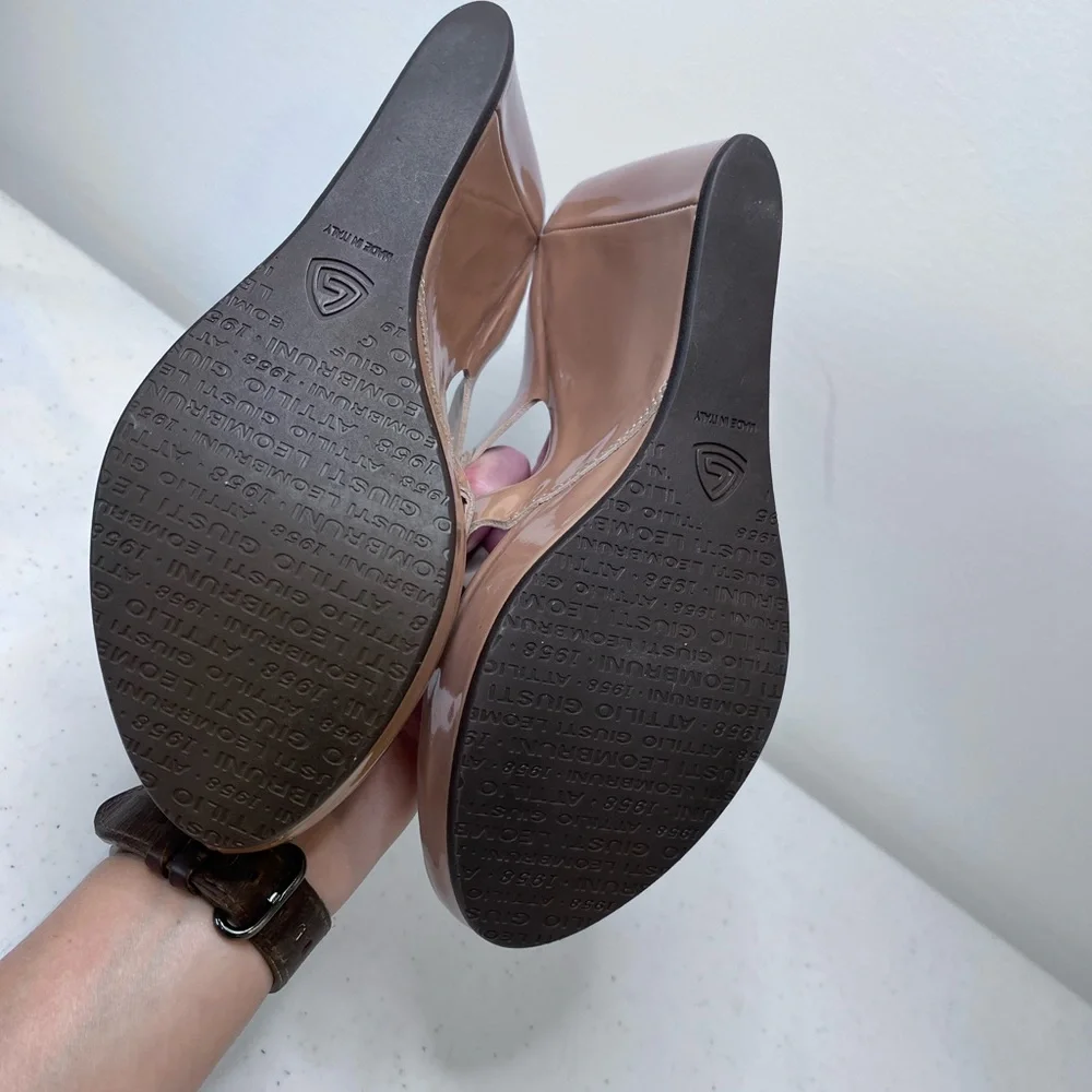 Gorgeous AGL Nude Platform Leather Sandals Women 38 - Picture 6 of 10